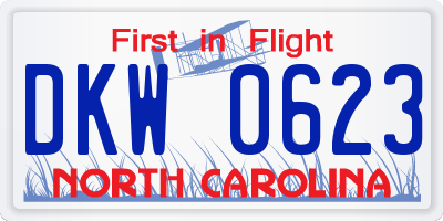 NC license plate DKW0623