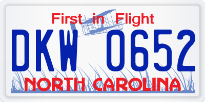 NC license plate DKW0652