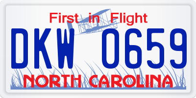 NC license plate DKW0659