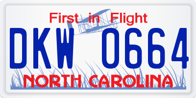 NC license plate DKW0664