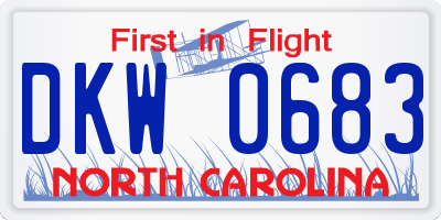 NC license plate DKW0683