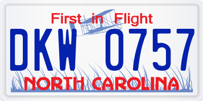 NC license plate DKW0757