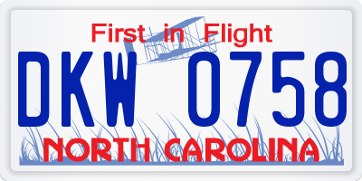 NC license plate DKW0758