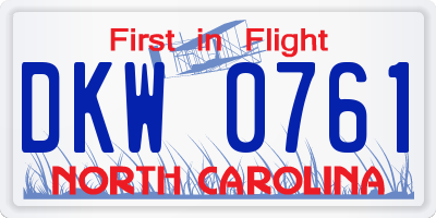 NC license plate DKW0761