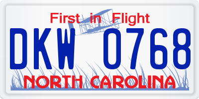 NC license plate DKW0768