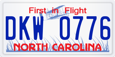 NC license plate DKW0776
