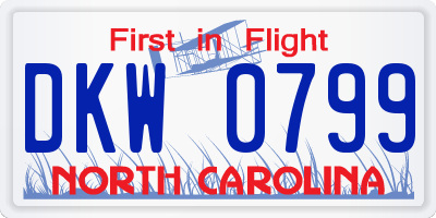 NC license plate DKW0799