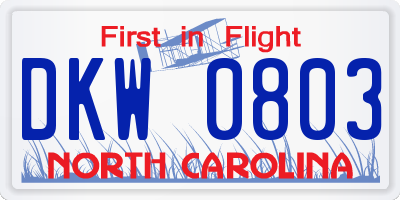 NC license plate DKW0803