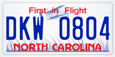 NC license plate DKW0804