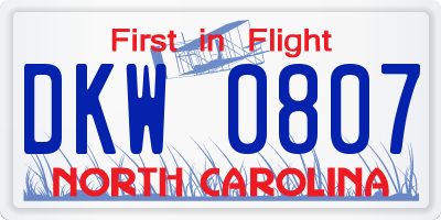 NC license plate DKW0807