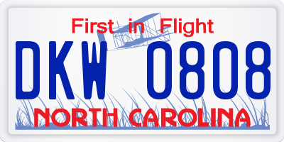 NC license plate DKW0808