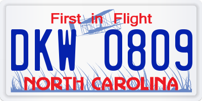 NC license plate DKW0809