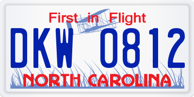 NC license plate DKW0812