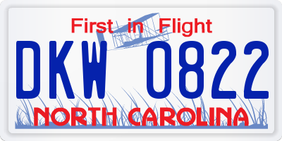 NC license plate DKW0822