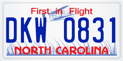NC license plate DKW0831