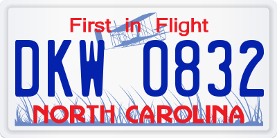 NC license plate DKW0832