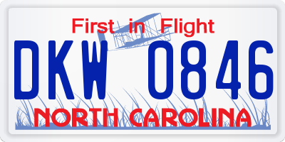 NC license plate DKW0846