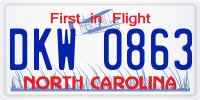 NC license plate DKW0863