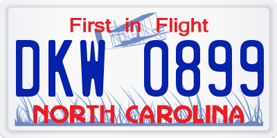 NC license plate DKW0899