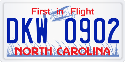 NC license plate DKW0902