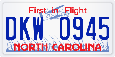 NC license plate DKW0945