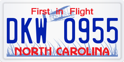 NC license plate DKW0955