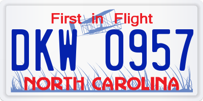 NC license plate DKW0957
