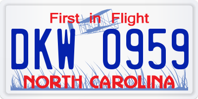 NC license plate DKW0959