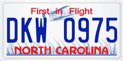 NC license plate DKW0975