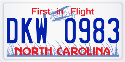 NC license plate DKW0983
