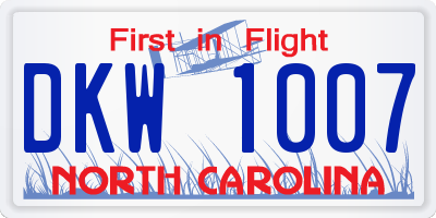NC license plate DKW1007