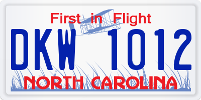 NC license plate DKW1012