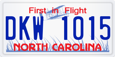 NC license plate DKW1015