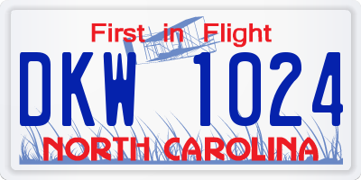 NC license plate DKW1024