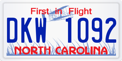 NC license plate DKW1092