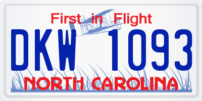 NC license plate DKW1093