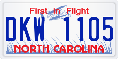 NC license plate DKW1105
