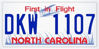 NC license plate DKW1107