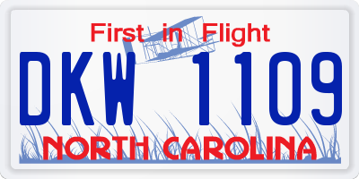 NC license plate DKW1109