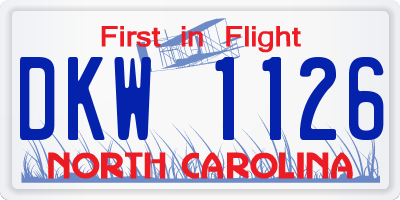 NC license plate DKW1126