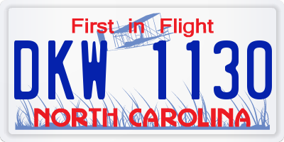 NC license plate DKW1130