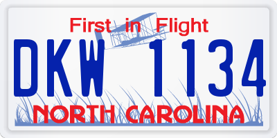 NC license plate DKW1134