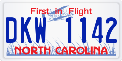 NC license plate DKW1142