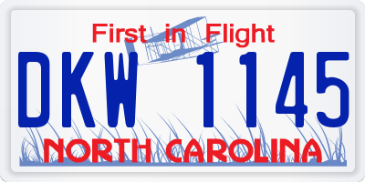 NC license plate DKW1145