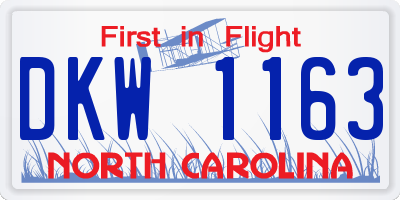 NC license plate DKW1163