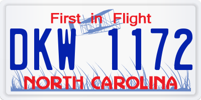 NC license plate DKW1172