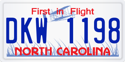 NC license plate DKW1198