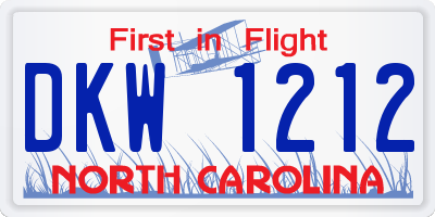 NC license plate DKW1212