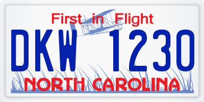 NC license plate DKW1230