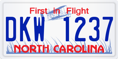 NC license plate DKW1237